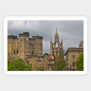 Newcastle upon Tyne cathedral and 'new' castle Sticker